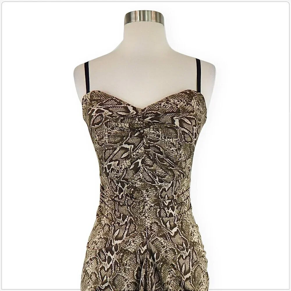 Mandalay Animal Snake Print Draped Stretch Slip with Boned Bodice Dress Sexy 6